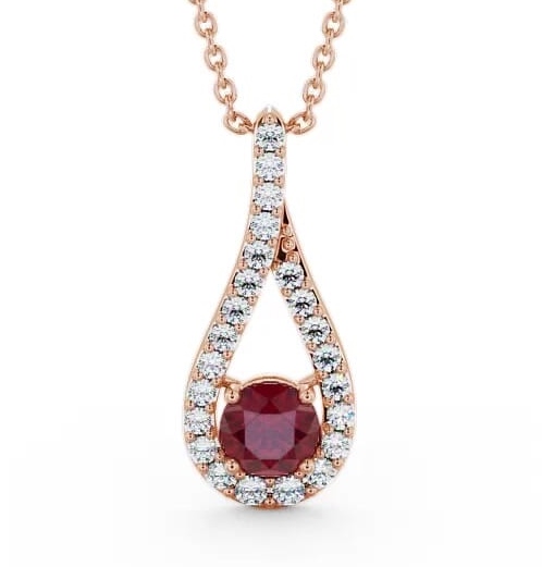 Drop Style Ruby and Diamond 1.55ct Pendant 18K Rose Gold PNT2GEM_RG_RU_THUMB1