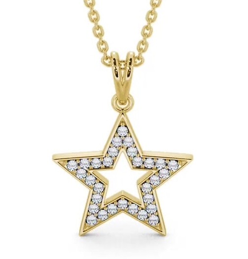 Star Shaped Diamond Pave Channel Set Pendant 18K Yellow Gold PNT34_YG_THUMB1