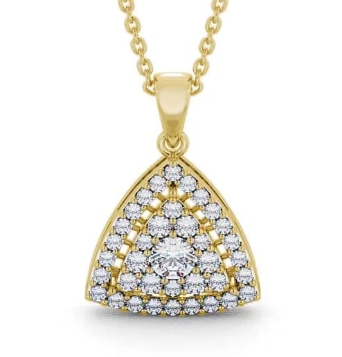 Cluster Round Diamond Trilliant Design Pendant 18K Yellow Gold PNT42_YG_THUMB2 