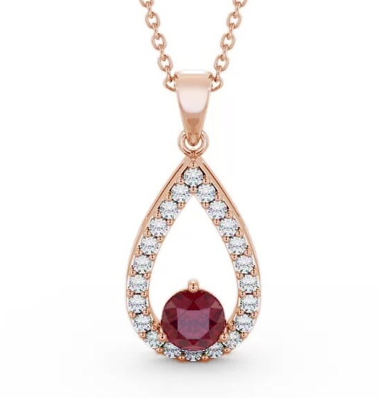 Drop Style Ruby and Diamond 1.49ct Pendant 9K Rose Gold PNT44GEM_RG_RU_THUMB1