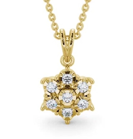 Cluster Round Diamond Pendant 18K Yellow Gold PNT46_YG_THUMB2 