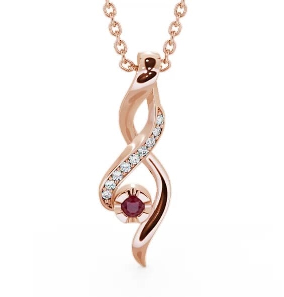 Drop Style Ruby and Diamond 0.14ct Pendant 18K Rose Gold PNT47GEM_RG_RU_THUMB1