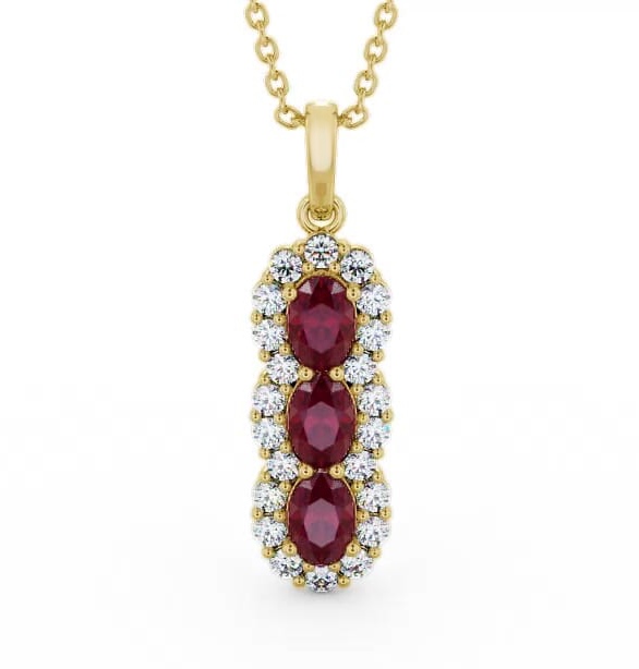 Drop Style Ruby and Diamond 2.46ct Pendant 9K Yellow Gold PNT48GEM_YG_RU_THUMB1