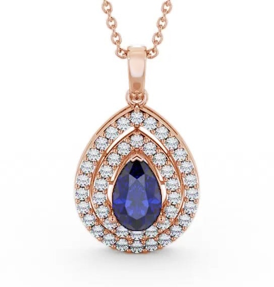 Halo Blue Sapphire and Diamond 1.44ct Pendant 9K Rose Gold PNT4GEM_RG_BS_THUMB1