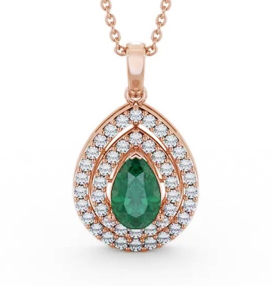 Halo Emerald and Diamond 1.24ct Pendant 9K Rose Gold PNT4GEM_RG_EM_THUMB1