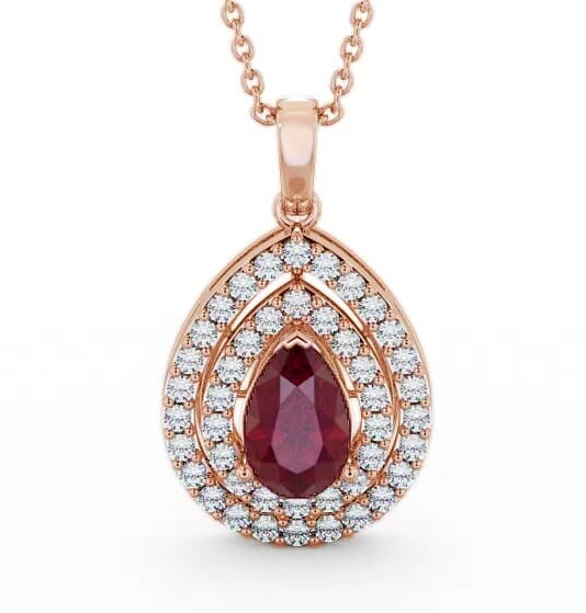 Halo Ruby and Diamond 1.44ct Pendant 9K Rose Gold PNT4GEM_RG_RU_THUMB1