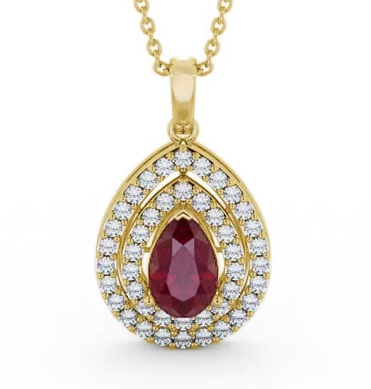 Halo Ruby and Diamond 1.44ct Pendant 18K Yellow Gold PNT4GEM_YG_RU_THUMB1