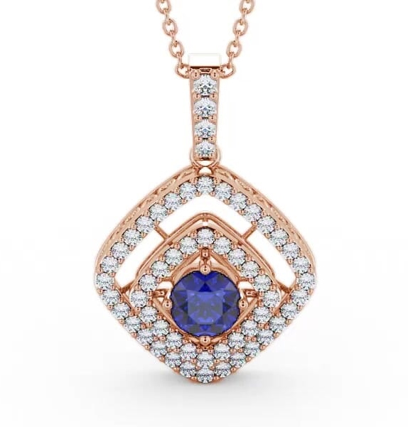 Cluster Blue Sapphire and Diamond 1.94ct Pendant 9K Rose Gold PNT53GEM_RG_BS_THUMB1