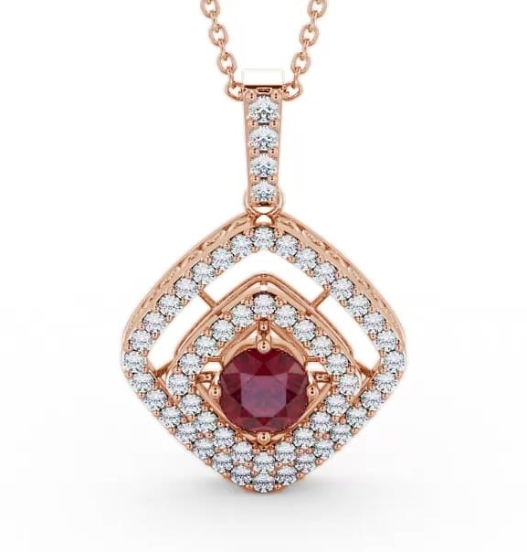 Cluster Ruby and Diamond 1.94ct Pendant 9K Rose Gold PNT53GEM_RG_RU_THUMB1