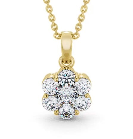 Cluster Round Diamond Pendant 18K Yellow Gold PNT63_YG_THUMB2 