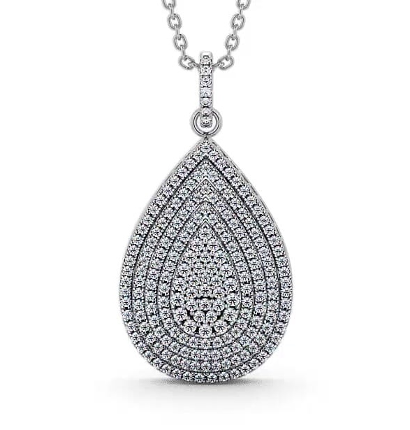 Cluster Round Diamond 0.88ct Pear Design Pendant 9K White Gold PNT68_WG_THUMB1