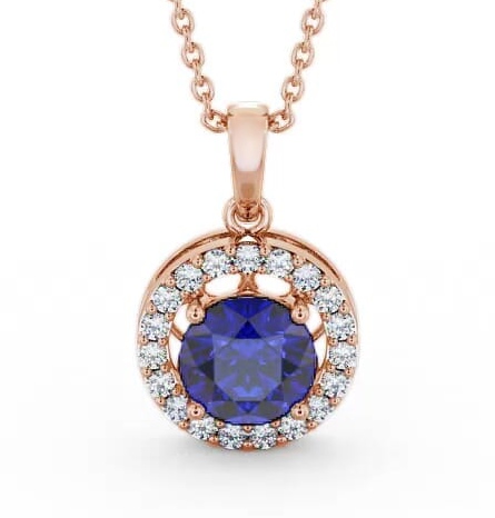 Halo Blue Sapphire and Diamond 1.43ct Pendant 18K Rose Gold PNT6GEM_RG_BS_THUMB1