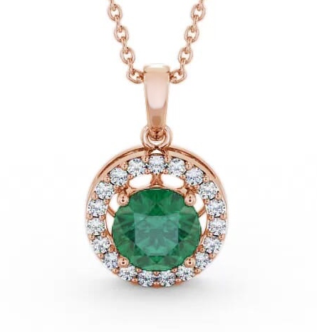 Halo Emerald and Diamond 1.18ct Pendant 18K Rose Gold PNT6GEM_RG_EM_THUMB1