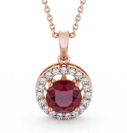 Halo Ruby and Diamond 1.43ct Pendant 18K Rose Gold PNT6GEM_RG_RU_THUMB1