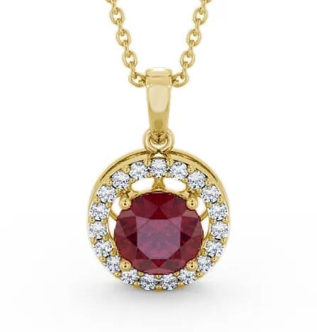 Halo Ruby and Diamond 1.43ct Pendant 18K Yellow Gold PNT6GEM_YG_RU_THUMB1