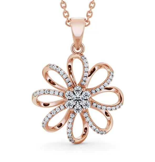 Flower Shaped Diamond 0.45ct Cluster Pendant 18K Rose Gold PNT72_RG_THUMB2 