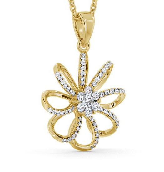 Flower Shaped Diamond 0.45ct Cluster Pendant 18K Yellow Gold PNT72_YG_THUMB1 