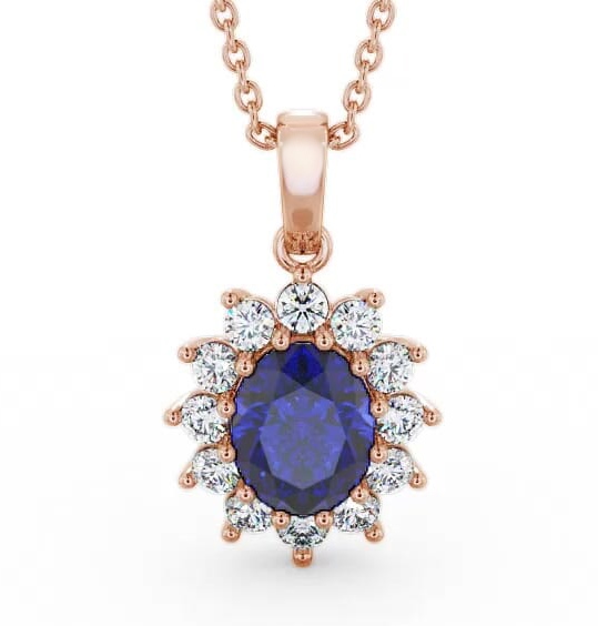 Cluster Blue Sapphire and Diamond 2.03ct Pendant 18K Rose Gold PNT8GEM_RG_BS_THUMB1