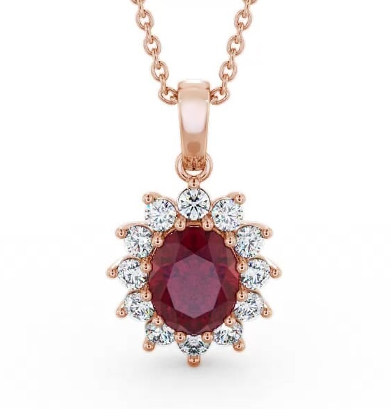 Cluster Ruby and Diamond 2.03ct Pendant 18K Rose Gold PNT8GEM_RG_RU_THUMB1