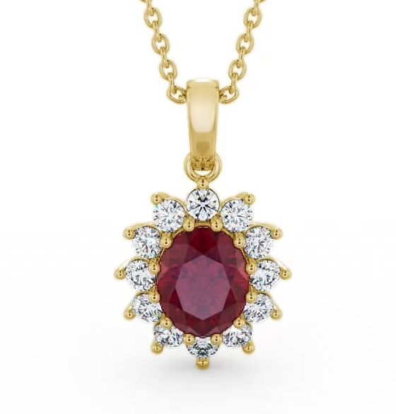 Cluster Ruby and Diamond 2.03ct Pendant 18K Yellow Gold PNT8GEM_YG_RU_THUMB1