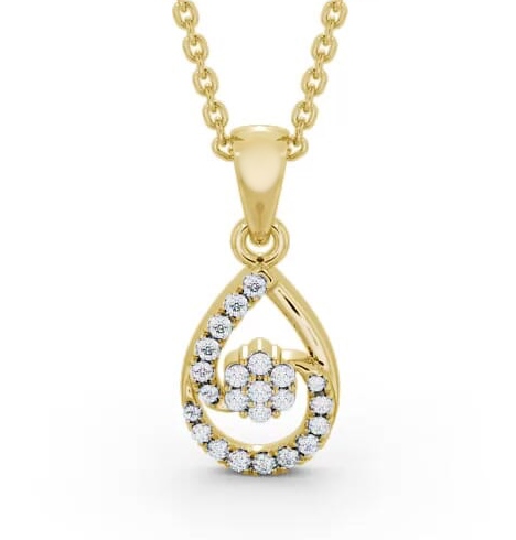 Pear Design Diamond Cluster Pendant 9K Yellow Gold PNT91_YG_THUMB1