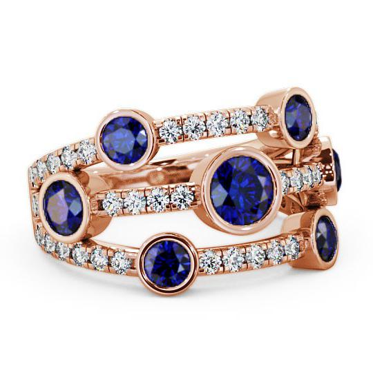 Cluster Seven Stone Blue Sapphire Diamond 1.93ct Ring 18K Rose Gold SE15GEM_RG_BS_THUMB1