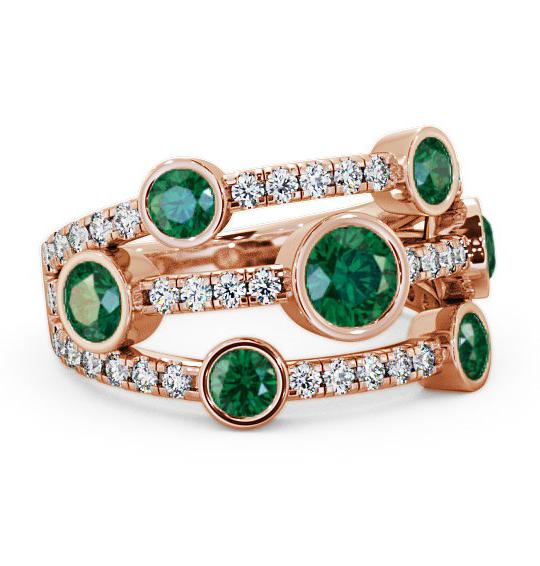 Cluster Seven Stone Emerald and Diamond 1.65ct Ring 9K Rose Gold SE15GEM_RG_EM_THUMB1