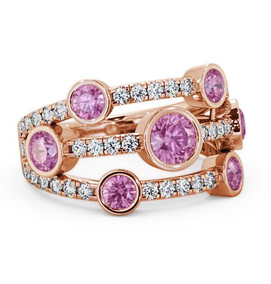 Cluster Seven Stone Pink Sapphire and Diamond 1.93ct Ring 9K Rose Gold SE15GEM_RG_PS_THUMB1