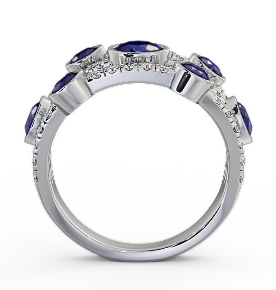 Cluster Seven Stone Blue Sapphire Diamond 1.93ct Ring 18K White Gold SE15GEM_WG_BS_THUMB1 