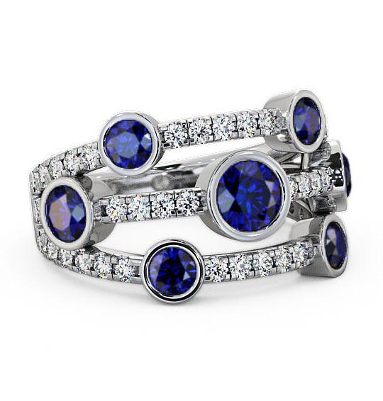 Cluster Seven Stone Blue Sapphire and Diamond 1.93ct Ring Platinum SE15GEM_WG_BS_THUMB1