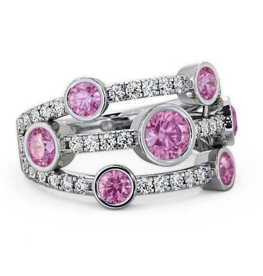 Cluster Seven Stone Pink Sapphire and Diamond 1.93ct Ring Palladium SE15GEM_WG_PS_THUMB1