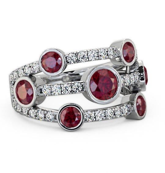 Cluster Seven Stone Ruby and Diamond 1.93ct Ring 9K White Gold SE15GEM_WG_RU_THUMB1