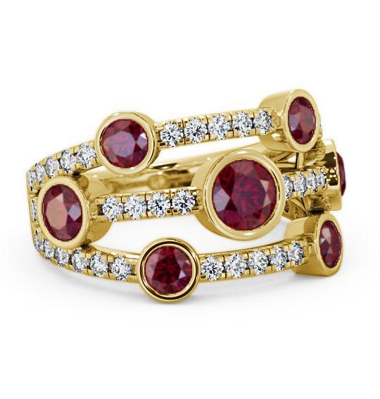 Cluster Seven Stone Ruby and Diamond 1.93ct Ring 18K Yellow Gold SE15GEM_YG_RU_THUMB1