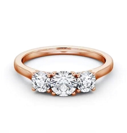 Three Stone Round Diamond Ring 18K Rose Gold with Diamond Set Bridge TH107_RG_THUMB2 