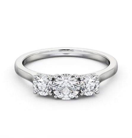 Three Stone Round Diamond Ring 18K White Gold with Diamond Set Bridge TH107_WG_THUMB2 