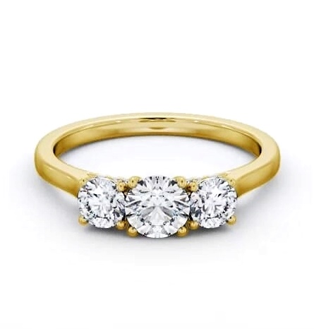 Three Stone Round Diamond Ring 9K Yellow Gold with Diamond Set Bridge TH107_YG_THUMB2 