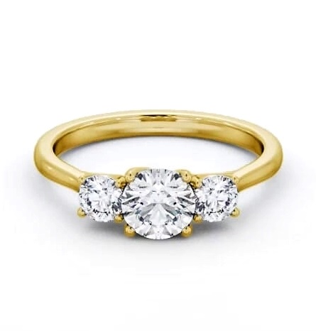 Three Stone Round Diamond Sweeping Prongs Trilogy Ring 9K Yellow Gold TH111_YG_THUMB1