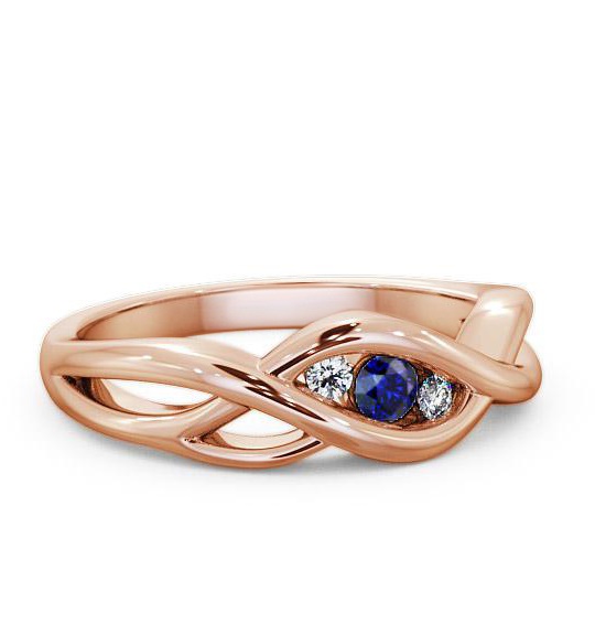 Three Stone Blue Sapphire and Diamond 0.13ct Ring 9K Rose Gold TH21GEM_RG_BS_THUMB1