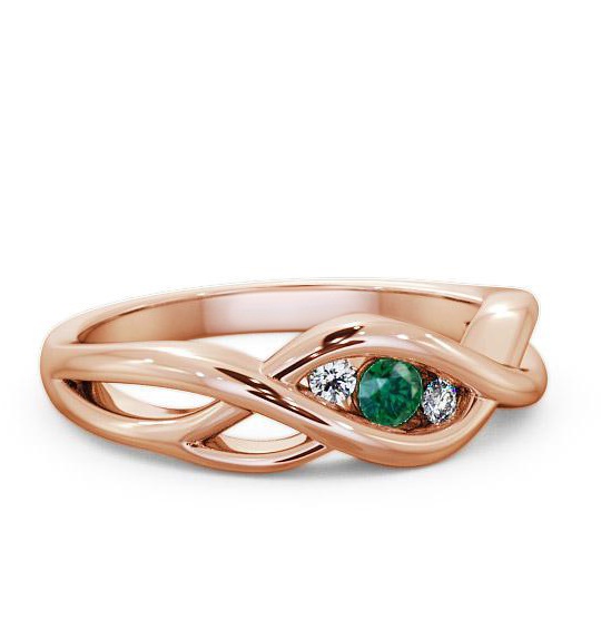 Three Stone Emerald and Diamond 0.11ct Ring 9K Rose Gold TH21GEM_RG_EM_THUMB1