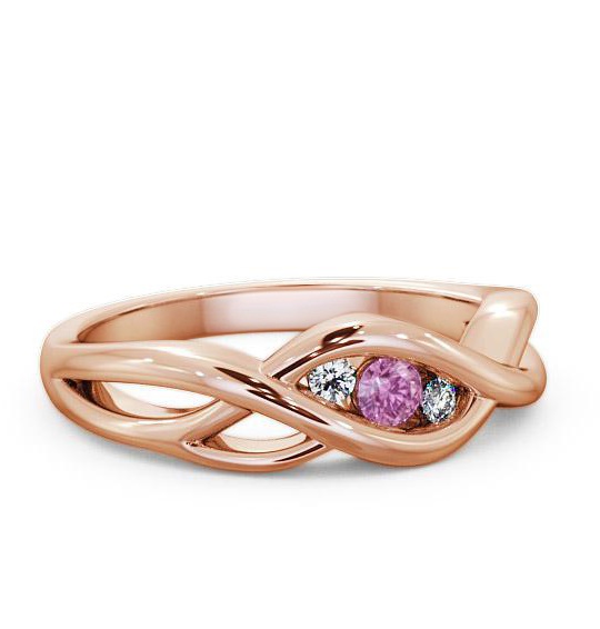 Three Stone Pink Sapphire and Diamond 0.13ct Ring 9K Rose Gold TH21GEM_RG_PS_THUMB1