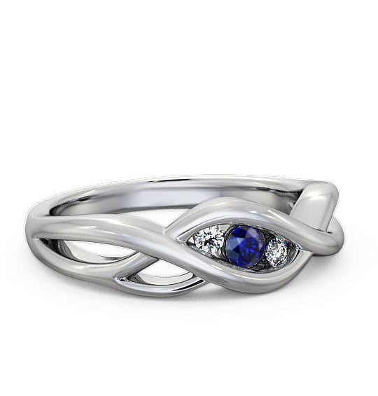 Three Stone Blue Sapphire and Diamond 0.13ct Ring 18K White Gold TH21GEM_WG_BS_THUMB2 