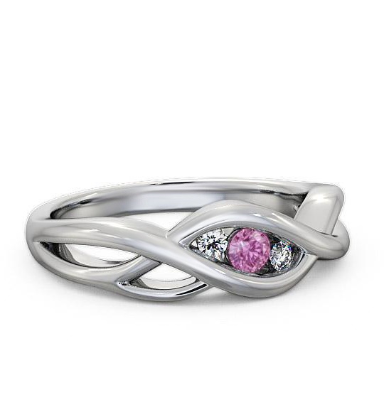 Three Stone Pink Sapphire and Diamond 0.13ct Ring Palladium TH21GEM_WG_PS_THUMB1