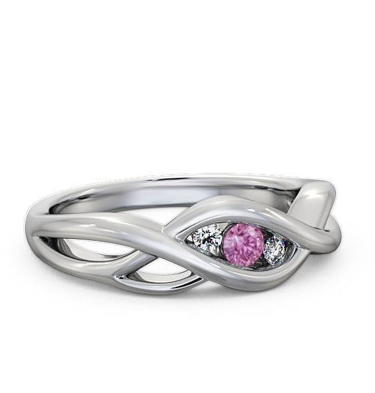 Three Stone Pink Sapphire and Diamond 0.13ct Ring 18K White Gold TH21GEM_WG_PS_THUMB2 