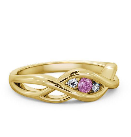 Three Stone Pink Sapphire and Diamond 0.13ct Ring 9K Yellow Gold TH21GEM_YG_PS_THUMB1