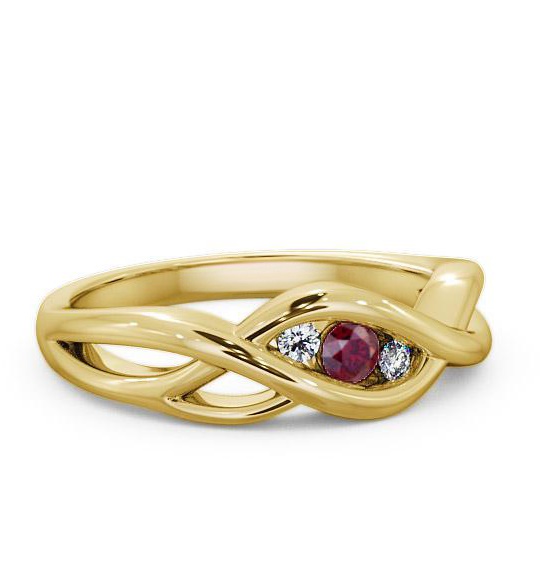 Three Stone Ruby and Diamond 0.13ct Ring 18K Yellow Gold TH21GEM_YG_RU_THUMB1