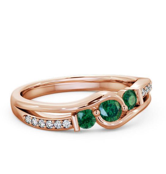 Three Stone Emerald and Diamond 0.31ct Ring 9K Rose Gold TH22GEM_RG_EM_THUMB1