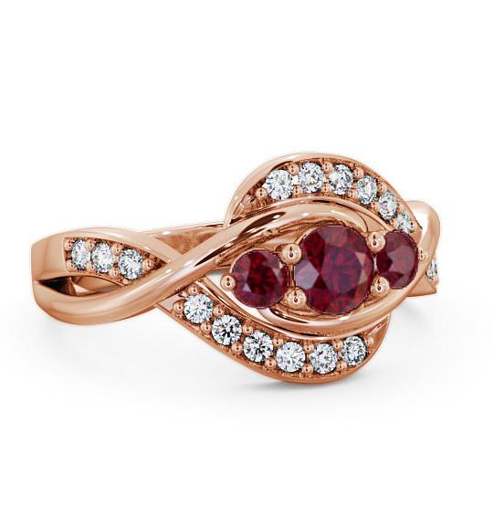 Three Stone Ruby and Diamond 0.70ct Ring 9K Rose Gold TH23GEM_RG_RU_THUMB1