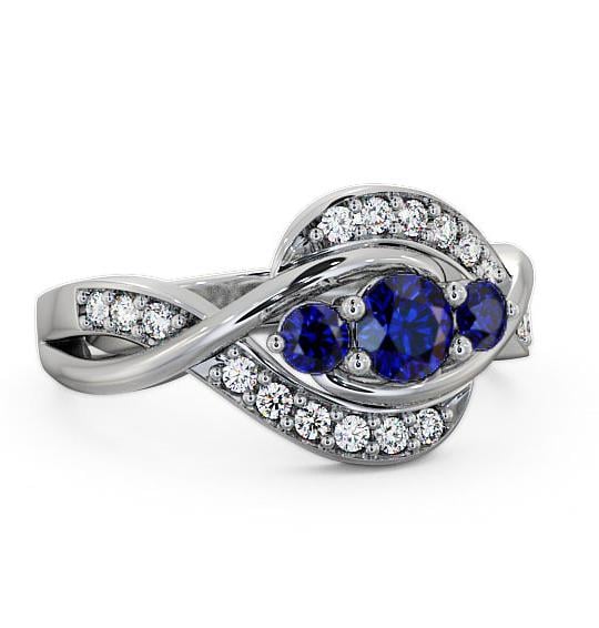 Three Stone Blue Sapphire and Diamond 0.70ct Ring Platinum TH23GEM_WG_BS_THUMB1