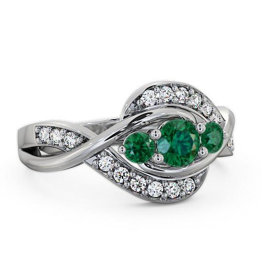 Three Stone Emerald and Diamond 0.59ct Ring Palladium TH23GEM_WG_EM_THUMB1