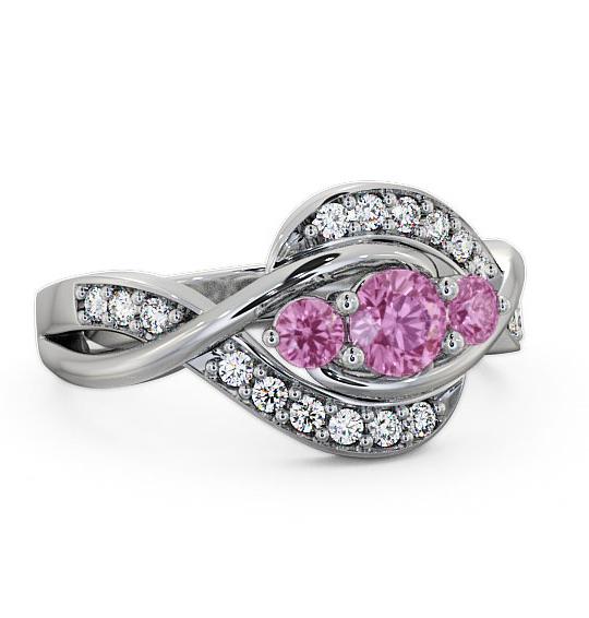 Three Stone Pink Sapphire and Diamond 0.70ct Ring 9K White Gold TH23GEM_WG_PS_THUMB1